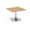 Dams Chrome Trumpet Base Square Boardroom Table 1000mm - Oak