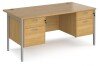 Dams Maestro 25 Rectangular Desk with Straight Legs, 2 and 2 Drawer Fixed Pedestal - 1600 x 800mm - Oak