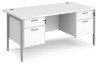 Dams Maestro 25 Rectangular Desk with Straight Legs, 2 and 2 Drawer Fixed Pedestal - 1600 x 800mm - White