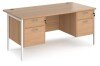 Dams Maestro 25 Rectangular Desk with Straight Legs, 2 and 2 Drawer Fixed Pedestal - 1600 x 800mm - Beech