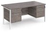 Dams Maestro 25 Rectangular Desk with Straight Legs, 2 and 2 Drawer Fixed Pedestal - 1600 x 800mm - Grey Oak