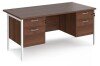 Dams Maestro 25 Rectangular Desk with Straight Legs, 2 and 2 Drawer Fixed Pedestal - 1600 x 800mm - Walnut