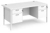 Dams Maestro 25 Rectangular Desk with Straight Legs, 2 and 2 Drawer Fixed Pedestal - 1600 x 800mm - White