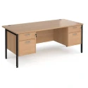 Dams Maestro 25 Rectangular Desk with Straight Legs, 2 and 2 Drawer Fixed Pedestals - 1800 x 800mm