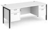 Dams Maestro 25 Rectangular Desk with Straight Legs, 2 and 2 Drawer Fixed Pedestals - 1800 x 800mm - White