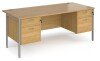 Dams Maestro 25 Rectangular Desk with Straight Legs, 2 and 2 Drawer Fixed Pedestals - 1800 x 800mm - Oak