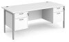 Dams Maestro 25 Rectangular Desk with Straight Legs, 2 and 2 Drawer Fixed Pedestals - 1800 x 800mm - White