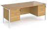 Dams Maestro 25 Rectangular Desk with Straight Legs, 2 and 2 Drawer Fixed Pedestals - 1800 x 800mm - Oak