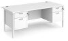 Dams Maestro 25 Rectangular Desk with Straight Legs, 2 and 2 Drawer Fixed Pedestals - 1800 x 800mm - White