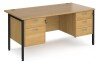 Dams Maestro 25 Rectangular Desk with Straight Legs, 2 and 3 Drawer Fixed Pedestals - 1600 x 800mm - Oak