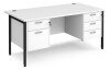 Dams Maestro 25 Rectangular Desk with Straight Legs, 2 and 3 Drawer Fixed Pedestals - 1600 x 800mm - White