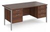 Dams Maestro 25 Rectangular Desk with Straight Legs, 2 and 3 Drawer Fixed Pedestals - 1600 x 800mm - Walnut