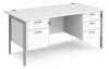 Dams Maestro 25 Rectangular Desk with Straight Legs, 2 and 3 Drawer Fixed Pedestals - 1600 x 800mm - White