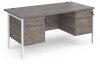 Dams Maestro 25 Rectangular Desk with Straight Legs, 2 and 3 Drawer Fixed Pedestals - 1600 x 800mm - Grey Oak