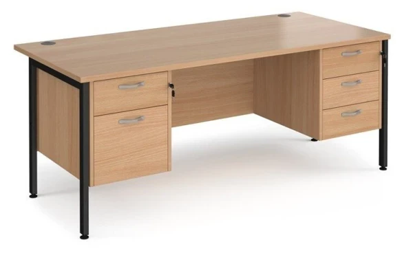 Dams Maestro 25 Rectangular Desk with Straight Legs, 2 and 3 Drawer Fixed Pedestals - 1800 x 800mm - Beech