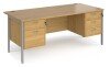 Dams Maestro 25 Rectangular Desk with Straight Legs, 2 and 3 Drawer Fixed Pedestals - 1800 x 800mm - Oak