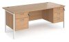 Dams Maestro 25 Rectangular Desk with Straight Legs, 2 and 3 Drawer Fixed Pedestals - 1800 x 800mm - Beech