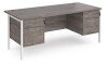 Dams Maestro 25 Rectangular Desk with Straight Legs, 2 and 3 Drawer Fixed Pedestals - 1800 x 800mm - Grey Oak