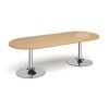 Dams Chrome Trumpet Base Radial End Boardroom Table 2400 x 1000mm - Oak