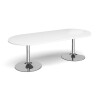 Dams Chrome Trumpet Base Radial End Boardroom Table 2400 x 1000mm - White