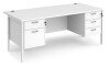 Dams Maestro 25 Rectangular Desk with Straight Legs, 2 and 3 Drawer Fixed Pedestals - 1800 x 800mm - White