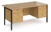 Dams Maestro 25 Rectangular Desk with Straight Legs, 3 and 3 Drawer Fixed Pedestals - 1600 x 800mm - Oak