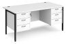 Dams Maestro 25 Rectangular Desk with Straight Legs, 3 and 3 Drawer Fixed Pedestals - 1600 x 800mm - White