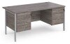 Dams Maestro 25 Rectangular Desk with Straight Legs, 3 and 3 Drawer Fixed Pedestals - 1600 x 800mm - Grey Oak