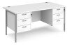 Dams Maestro 25 Rectangular Desk with Straight Legs, 3 and 3 Drawer Fixed Pedestals - 1600 x 800mm - White