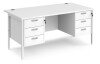 Dams Maestro 25 Rectangular Desk with Straight Legs, 3 and 3 Drawer Fixed Pedestals - 1600 x 800mm - White