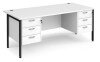 Dams Maestro 25 Rectangular Desk with Straight Legs, 3 and 3 Drawer Fixed Pedestals - 1800 x 800mm - White