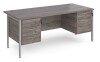 Dams Maestro 25 Rectangular Desk with Straight Legs, 3 and 3 Drawer Fixed Pedestals - 1800 x 800mm - Grey Oak