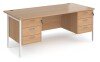 Dams Maestro 25 Rectangular Desk with Straight Legs, 3 and 3 Drawer Fixed Pedestals - 1800 x 800mm - Beech