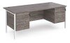Dams Maestro 25 Rectangular Desk with Straight Legs, 3 and 3 Drawer Fixed Pedestals - 1800 x 800mm - Grey Oak