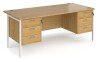 Dams Maestro 25 Rectangular Desk with Straight Legs, 3 and 3 Drawer Fixed Pedestals - 1800 x 800mm - Oak