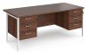 Dams Maestro 25 Rectangular Desk with Straight Legs, 3 and 3 Drawer Fixed Pedestals - 1800 x 800mm - Walnut