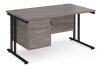 Dams Maestro 25 Rectangular Desk with Twin Cantilever Legs and 2 Drawer Fixed Pedestal - 1400 x 800mm - Grey Oak