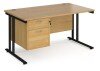 Dams Maestro 25 Rectangular Desk with Twin Cantilever Legs and 2 Drawer Fixed Pedestal - 1400 x 800mm - Oak