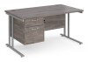 Dams Maestro 25 Rectangular Desk with Twin Cantilever Legs and 2 Drawer Fixed Pedestal - 1400 x 800mm - Grey Oak