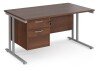 Dams Maestro 25 Rectangular Desk with Twin Cantilever Legs and 2 Drawer Fixed Pedestal - 1400 x 800mm - Walnut