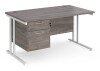 Dams Maestro 25 Rectangular Desk with Twin Cantilever Legs and 2 Drawer Fixed Pedestal - 1400 x 800mm - Grey Oak