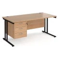 Dams Maestro 25 Rectangular Desk with Twin Cantilever Legs and 3 Drawer Fixed Pedestal - 1600 x 800mm