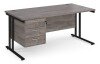 Dams Maestro 25 Rectangular Desk with Twin Cantilever Legs and 3 Drawer Fixed Pedestal - 1600 x 800mm - Grey Oak