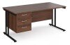 Dams Maestro 25 Rectangular Desk with Twin Cantilever Legs and 3 Drawer Fixed Pedestal - 1600 x 800mm - Walnut