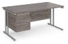 Dams Maestro 25 Rectangular Desk with Twin Cantilever Legs and 3 Drawer Fixed Pedestal - 1600 x 800mm - Grey Oak