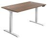 TC Economy Height Adjustable Desk with I-Frame Legs - 1600mm x 800mm - Dark Walnut