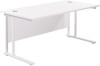 TC Twin Upright Rectangular Desk with Twin Cantilever Legs - 1600mm x 800mm - White