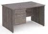 Dams Maestro 25 Rectangular Desk with Panel End Legs and 2 Drawer Fixed Pedestal - 1200 x 800mm - Grey Oak