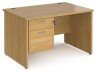 Dams Maestro 25 Rectangular Desk with Panel End Legs and 2 Drawer Fixed Pedestal - 1200 x 800mm - Oak