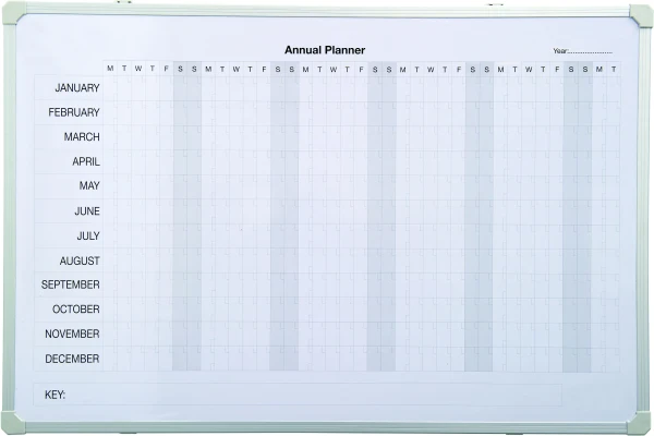 Spaceright Annual Planner Magnetic White Board - 900 x 600mm